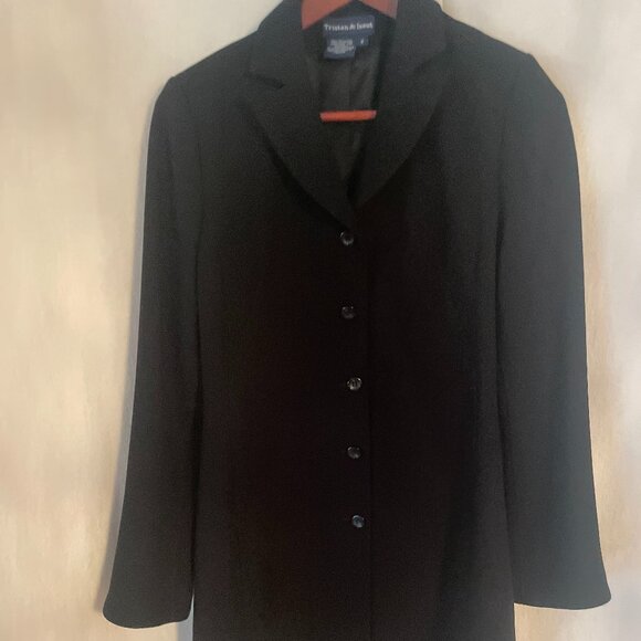 Elegant Tristan & Iseut Black Long Jacket: Size 2 - Picture 9 of 16